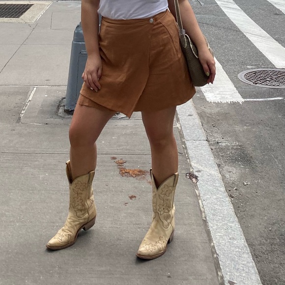 Verge Girl Skirts Verge Girl Tan Wrap Skirtstraight To Italy Poshmark